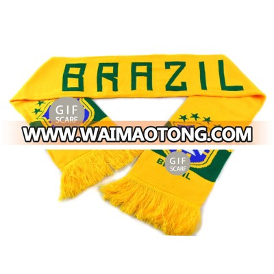 Wholesale Custom Design Football Fan Accessories For Brazil Soccer Scarf