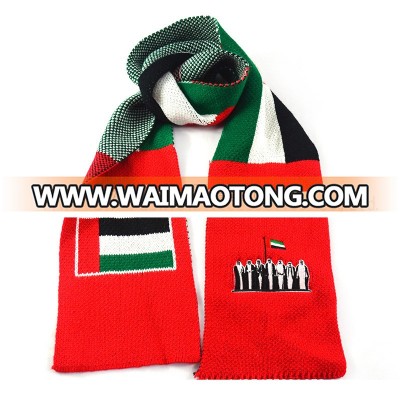 Custom Acrylic Yarn UAE Flag Festival Celebrates Football Fan Scarf